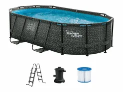Piscina tubular ovalada gris oscuro con filtro de cartucho - D424 x Alt. 100 - SALAMANQUE^Vente-unique Outlet