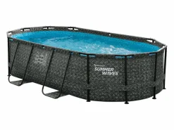 Piscina tubular ovalada gris oscuro con filtro de cartucho - D424 x Alt. 100 - SALAMANQUE^Vente-unique Outlet
