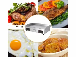 DripeX Barbacoa|Placa de parrilla eléctrica de 4400W, con bandeja de recolección de aceite, 2 zonas, 300 ° C, 73x48x23cm