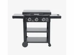 Sweeek Plancha de gas 3 quemadores acero inoxidable con carrito, 12kw Negro