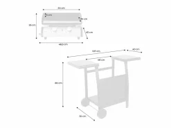 Sweeek Plancha Cocina|Plancha de gas 2 quemadores 5kw con carrito