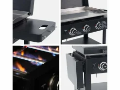 Plancha de gas 3 quemadores acero inoxidable 12kw con carrito y^Sweeek Online