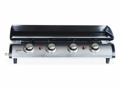 Plancha de gas 4 quemadores de acero inoxidable con carrito y^ Online