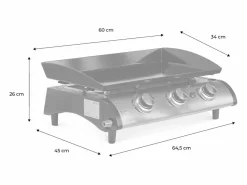 Sweeek Plancha Cocina|Plancha de gas con 3 quemadores de acero inoxidable, 7.5kw