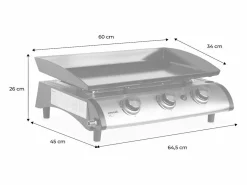 Sweeek Plancha Cocina|Plancha de gas con 3 quemadores de acero inoxidable, 7.5kw