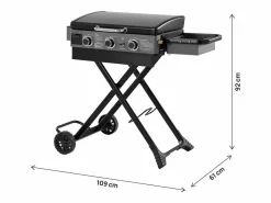 Habitat et jardin Plancha de gas con carro plegable y portátil "Firo" - 7,5 kw - Negro Outlet