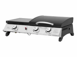 Habitat et jardin Plancha Cocina|Plancha de gas con tapa "Rasio" - 7,5 KW - 3 fuegos - Negra
