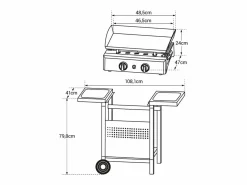 Plancha de gas MALA 2 quemadores 5kW + carrito^Happy Garden Online