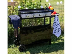 Plancha de gas MÉRIDA 4 quemadores 8kW + carrito^Happy Garden Best