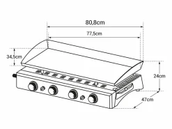 Plancha de gas VALENCIA 4 quemadores 10kW^Happy Garden