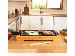 Plancha Cocina|Plancha eléctrica Cecotec Tasty&Grill 2000 Bamboo Black 2000W madera/