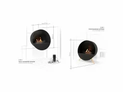 Planika Chimenea|Chimenea|- Chimenea de bioetanol de pared y suelo sin ventilación BEV, con burbujas, control remoto, de acero, para pared y suelo