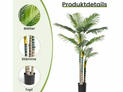 Planta artificial al aire libre con maceta, palmera 180 cm, 3 troncal y 18 hojas, decoración sala de estar dormitorio patio de la oficina del patio de la oficina^DripeX Clearance