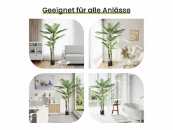 Planta artificial al aire libre con maceta, palmera 180 cm, 3 troncal y 18 hojas, decoración sala de estar dormitorio patio de la oficina del patio de la oficina^DripeX Clearance