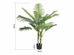 DripeX Planta artificial - palma en maceta H 120 cm - palma muy realista - 2 troncal y 15 sábanas - con maceta Verde Sale