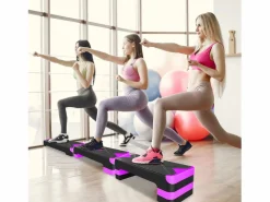 Plataforma de ejercicios aeróbicos ajustable, de polietileno, color morado, con reposapiés antideslizantes (68,5 x 28 x 10 cm) Violeta Best