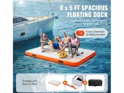 Plataforma Flotante Inflable SucceBuy, 243×152 cm, Plataforma con Escalera Blanco Hot