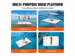 Plataforma Flotante Inflable SucceBuy, 243×152 cm, Plataforma con Escalera Blanco Hot