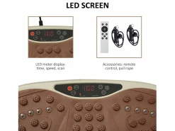 Plataforma vibratoria con 99 niveles, altavoz USB, pantalla LED y bandas de resistencia, ABS, (54 x 33 x 14 cm)^ Clearance
