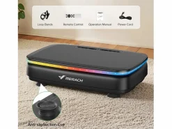 MERACH Plataforma vibratoria , 99 niveles, Bluetooth, luces LED y pantalla, altavoz integrado, control remoto, modo dual, máx. 150 kg, color Negro Discount