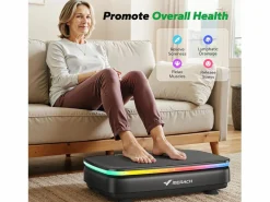 MERACH Plataforma vibratoria , 99 niveles, Bluetooth, luces LED y pantalla, altavoz integrado, control remoto, modo dual, máx. 150 kg, color Negro Discount