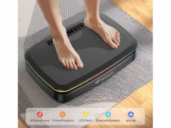MERACH Plataforma vibratoria , 99 niveles, Bluetooth, luces LED y pantalla, altavoz integrado, control remoto, modo dual, máx. 150 kg, color Negro Discount