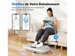 MERACH Aparato De Musculación|Plataforma vibratoria , mando a distancia, pantalla LED, Bluetooth, 10 velocidades, 11 programas, silenciosa, capacidad 200KG