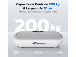 MERACH Aparato De Musculación|Plataforma vibratoria , mando a distancia, pantalla LED, Bluetooth, 10 velocidades, 11 programas, silenciosa, capacidad 200KG