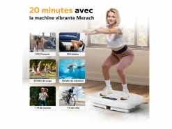 MERACH Plataforma Vibratoria Silenciosa , 11 Niveles, LED, Bluetooth, Altavoz Integrado, Control Remoto, Modo Manual/Automático, Máx 181kg, Gris Sale