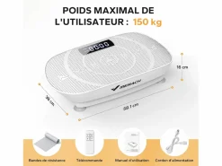 MERACH Plataforma Vibratoria Silenciosa , 11 Niveles, LED, Bluetooth, Altavoz Integrado, Control Remoto, Modo Manual/Automático, Máx 181kg, Gris Sale
