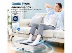 MERACH Plataforma Vibratoria Silenciosa , 11 Niveles, LED, Bluetooth, Altavoz Integrado, Control Remoto, Modo Manual/Automático, Máx 181kg, Gris Sale