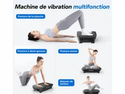 MERACH Plataforma Vibratoria Silenciosa , 11 Niveles, LED, Bluetooth, Altavoz Integrado, Control Remoto, Modo Manual/Automático, Máx 181kg, Negro
