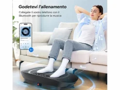 MERACH Plataforma Vibratoria Silenciosa , 11 Niveles, LED, Bluetooth, Altavoz Integrado, Control Remoto, Modo Manual/Automático, Máx 181kg, Negro