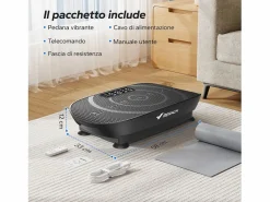 MERACH Plataforma Vibratoria Silenciosa , 11 Niveles, LED, Bluetooth, Altavoz Integrado, Control Remoto, Modo Manual/Automático, Máx 181kg, Negro