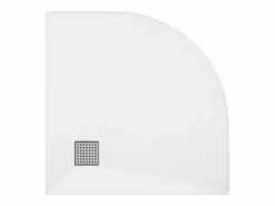 Shower & Design Plato de ducha a la italiana en resina SMC en forma de cuarto de círculo - - 80 x 80 cm - SYFORSA Blanco