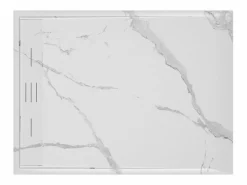 Shower & Design Plato de ducha a ras de suelo recortable en resina SMC - Blanco marmolado - 120 x 90 cm - LYROSA Gris claro / Blanco Best