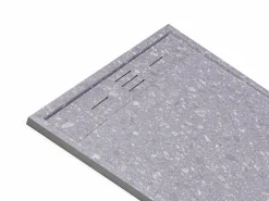 Shower & Design Plato De Ducha|Plato de ducha a ras de suelo cortable en resina SMC - Efecto terrazzo - 140 x 90 cm - LYROSA