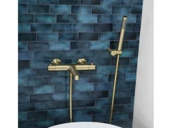 Essebagno Plato de ducha combinado Luisa 3 piezas oro cepillado Dorado New