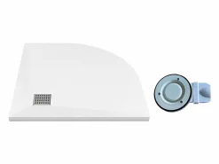 Vente-unique Plato De Ducha|Plato de ducha extraplano para colocar o empotrar, cortable, en resina SMC, en cuarto de círculo, con sifón - - 80 x 80 cm - SYFORSA