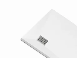 Vente-unique Plato De Ducha|Plato de ducha extraplano para colocar o empotrar, cortable, en resina SMC, en cuarto de círculo, con sifón - - 80 x 80 cm - SYFORSA