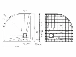 Vente-unique Plato De Ducha|Plato de ducha extraplano para colocar o empotrar, cortable, en resina SMC, en cuarto de círculo, con sifón - - 80 x 80 cm - SYFORSA