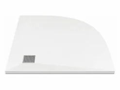 Vente-unique Plato de ducha extraplano para sobreponer o encastrar recortable de resina SMC en cuarto círculo con sifón - - 90 x 90 cm - SYFORSA Blanco Online