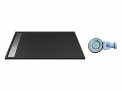 Plato de ducha de resina para instalar o empotrar, con sifón, L160 x P90 cm, LYROSA^Shower & Design New