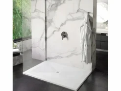 STANO Plato de ducha pizarra DEXA 70x70 cm rejilla inox Blanco Hot