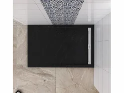 Aica Plato de ducha rectangular 90x140x3cm resina pizarra gel coat ,válvula incluida Negro Clearance
