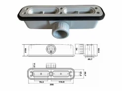 MIRLO Plato De Ducha|Plato de ducha resina LUX ANTRACITA 70x140cm rejilla inox