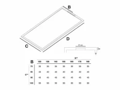 MIRLO Plato de ducha resina LUX 90x170cm rejilla inox Negro Best