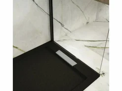 MIRLO Plato de ducha resina LUX 90x170cm rejilla inox Negro Best