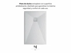 Plato De Ducha|Plato Ducha Resina TITAN- Antideslizante Extraplano Ultraligero Textura pizarra Color 70X160 CM-Valvula+Rejilla Inox