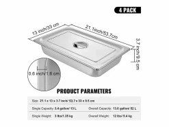 Vajilla|Vajilla|Plato, SucceBuy - Sartén Vaporera de Acero Inoxidable de 10,1 CM de Profundidad con Tapa, 13 L, Antiatasco, Paquete de 4